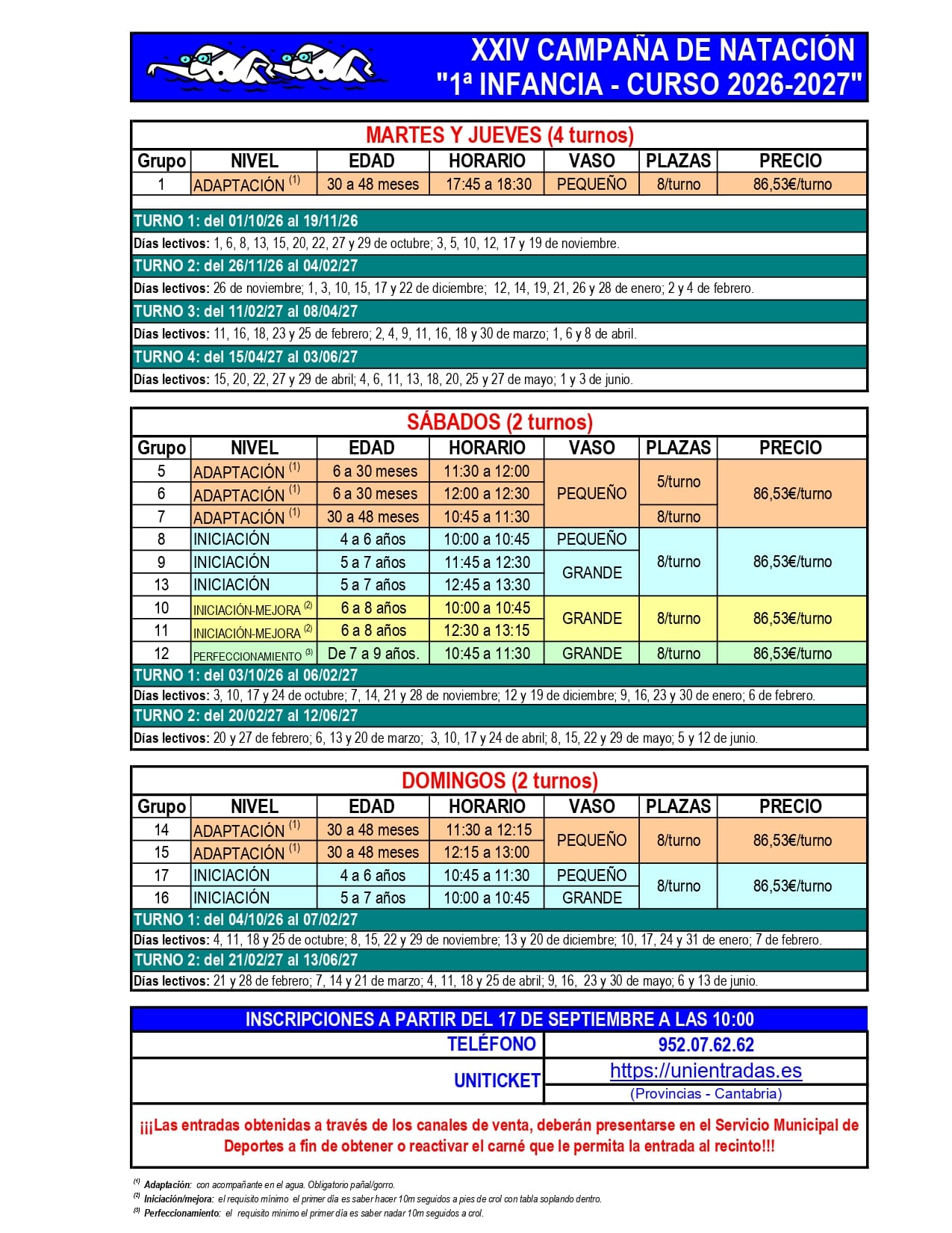 XXIV Campaña de Natación 1ª Infancia