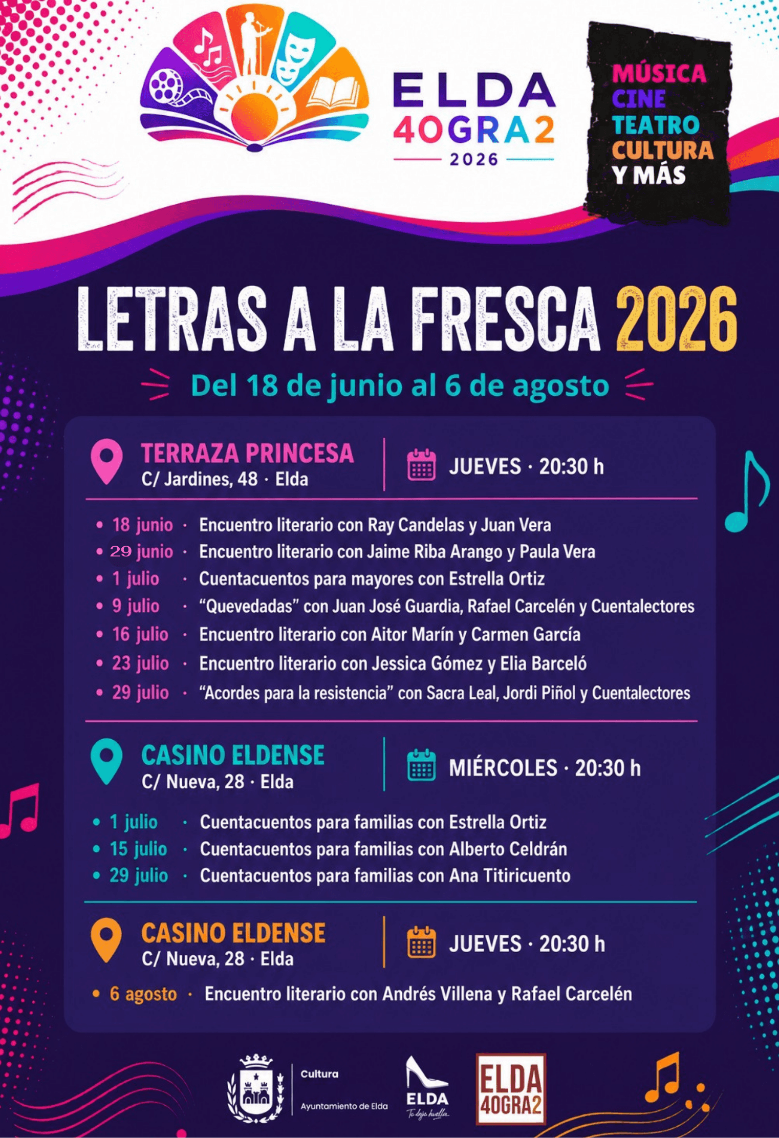 Elda 40GRA2 · Letras a la fresca · Quevedadas con Juan José Guardia, Rafael Carcelén y Cuentalectores