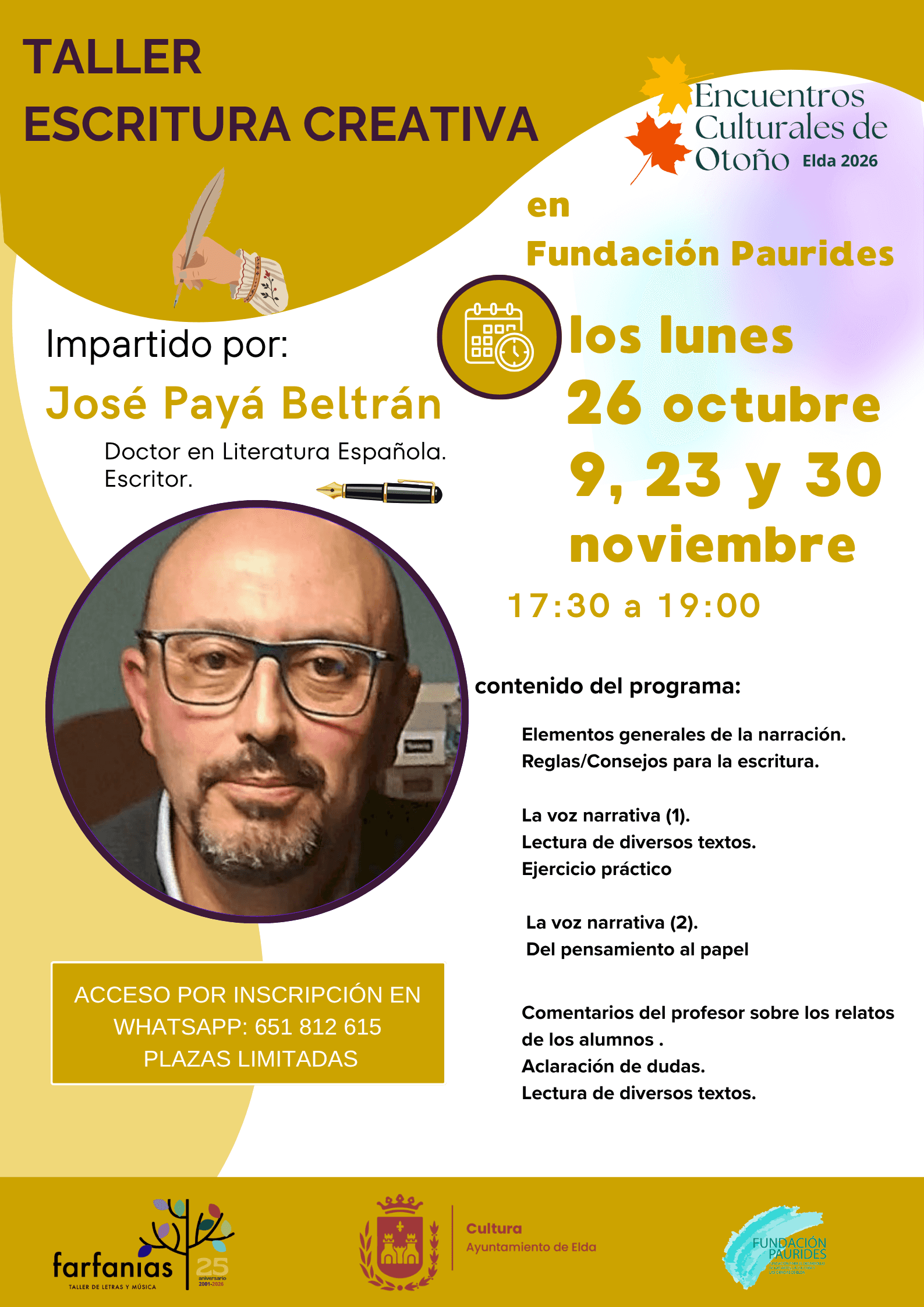 Taller de Escritura Creativa con José Payá Beltrán