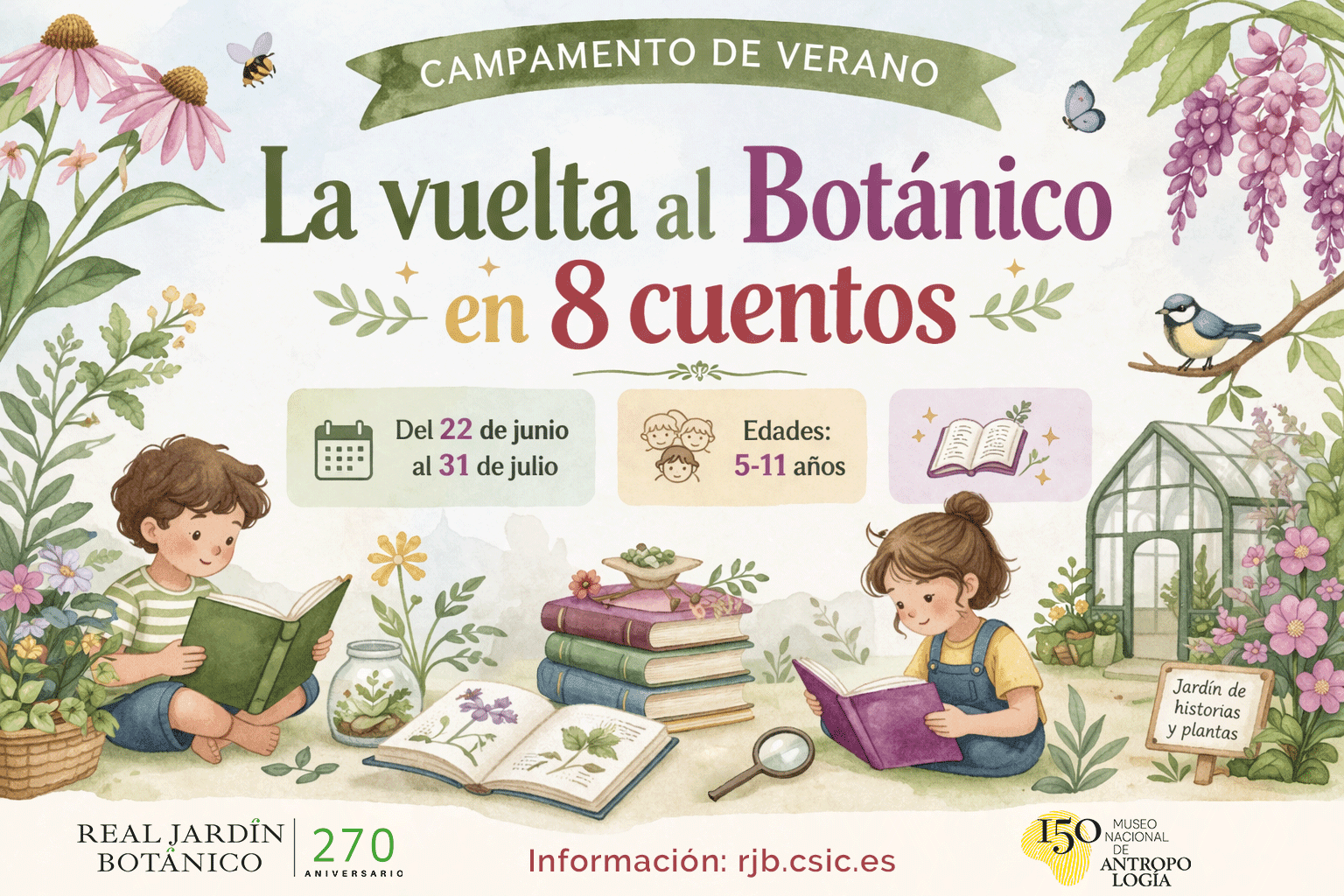 Campamento de verano 2026: La vuelta al Botánico en 8 cuentos. Cuentos, mitos e historias