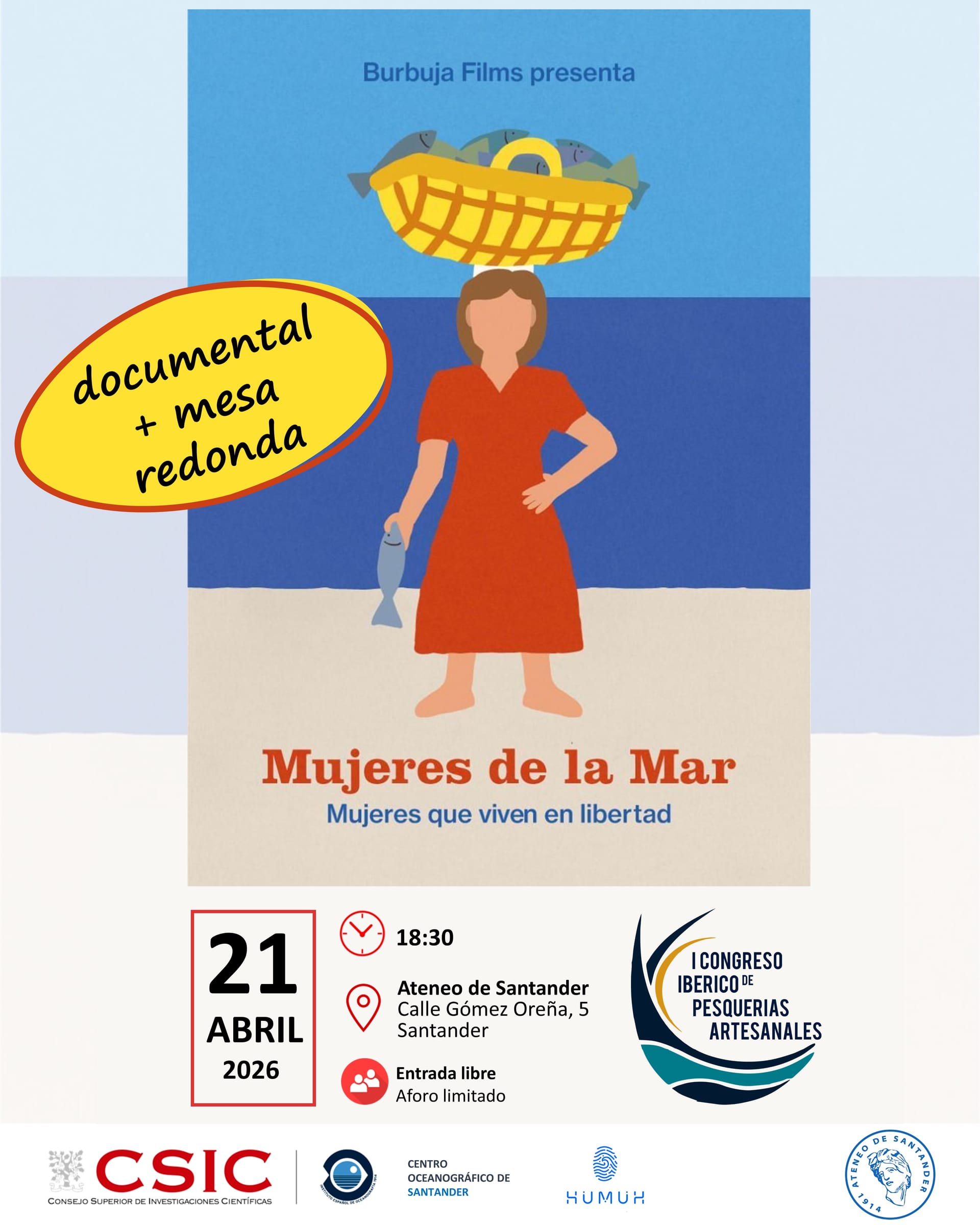 Proyecci贸n del documental Mujeres de la Mar y mesa redonda
