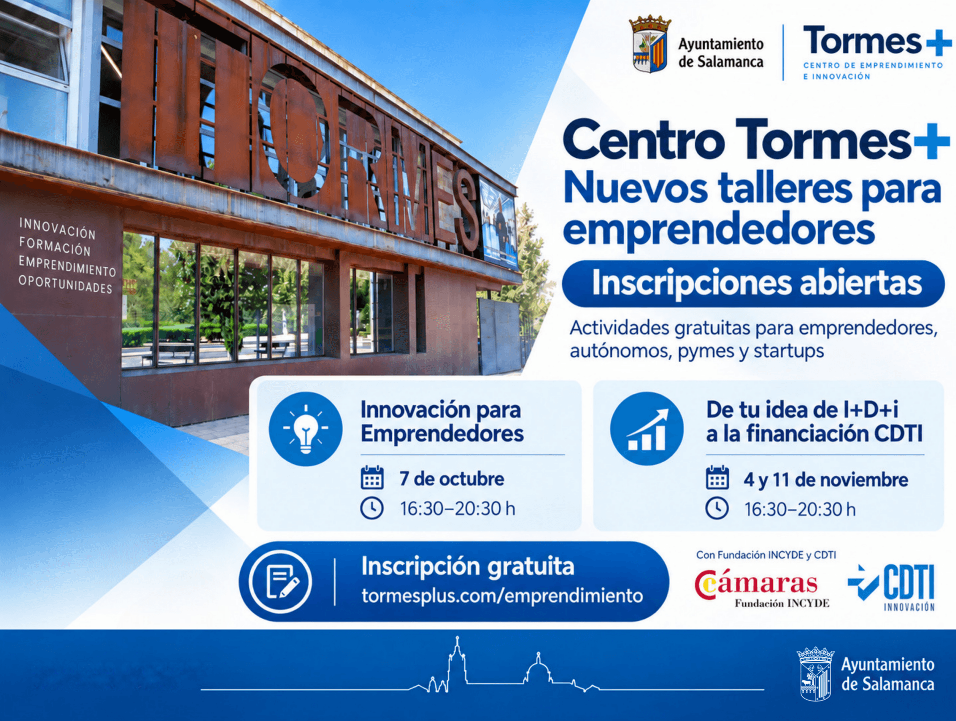 Talleres gratuitos sobre innovación y financiación para emprendedores