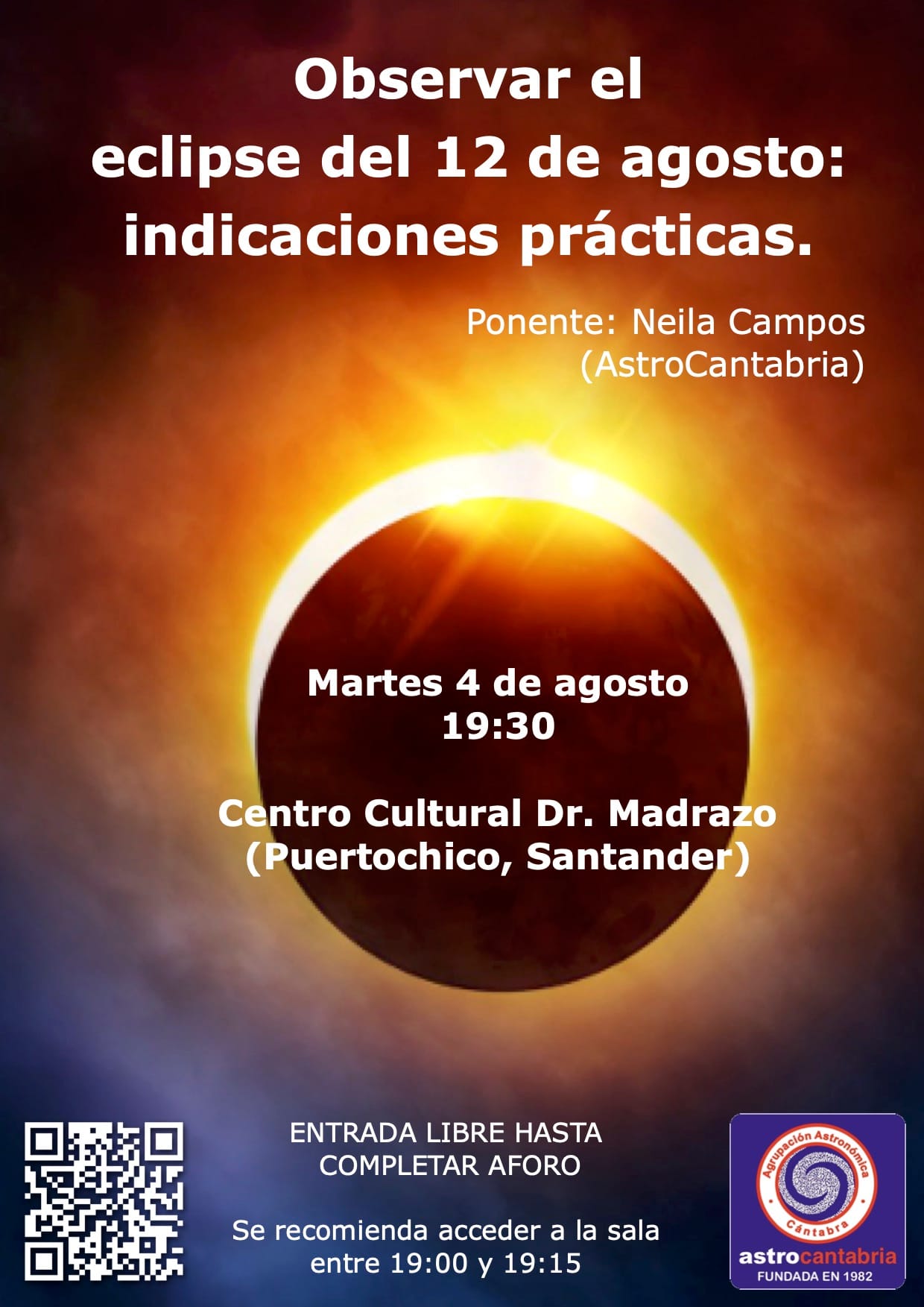 Observar el eclipse del 12 de agosto: indicaciones prácticas con AstroCantabria