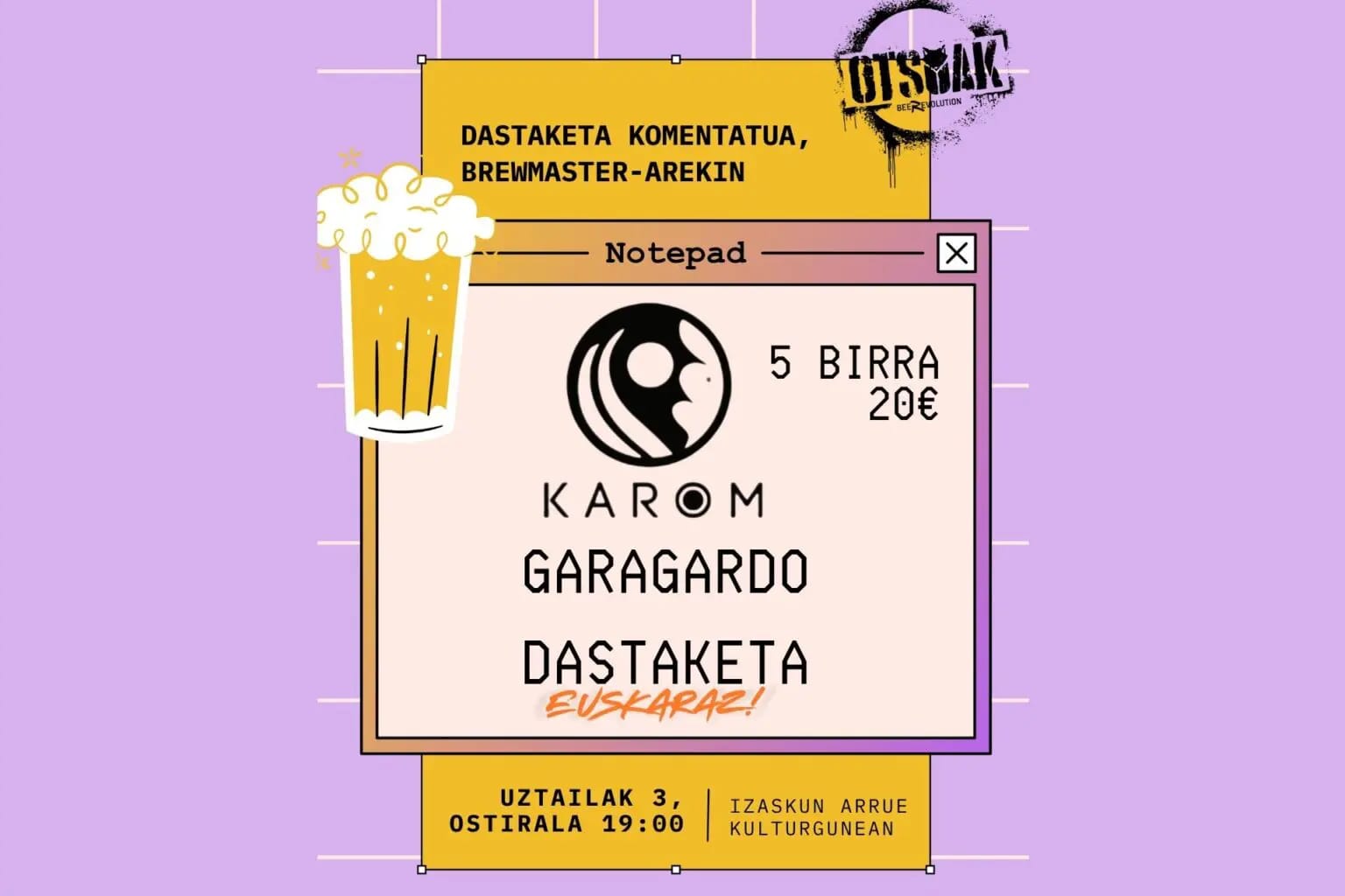 Degustación de cerveza Karom