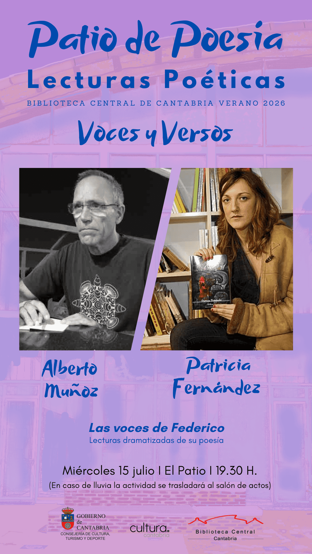 Patio de Poesía 2026: Alberto Muñoz y Patricia Fernández
