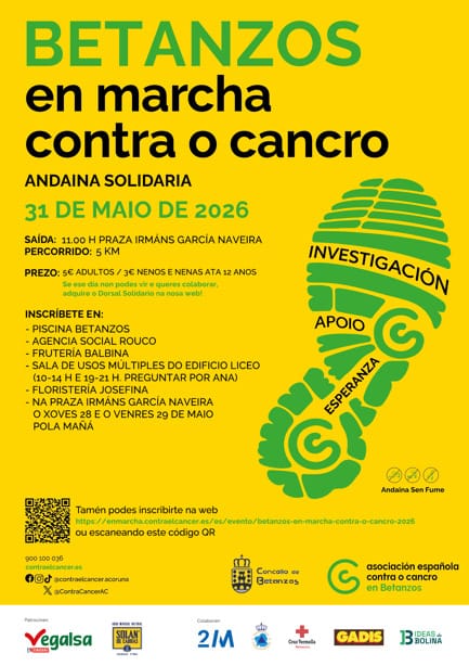 Betanzos en marcha contra o cancro 2026