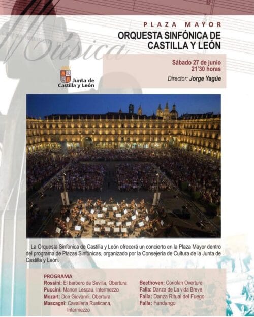 Concierto de la Orquesta Sinf贸nica de Castilla y Le贸n en la Plaza Mayor