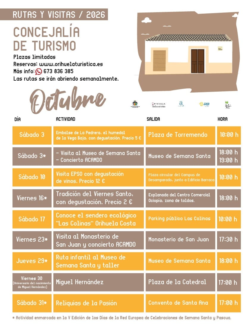 Rutas turísticas octubre 2026