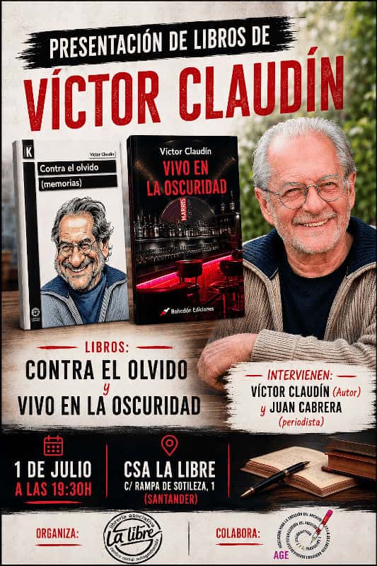 Presentación de los libros 'Contra el olvido' y 'Vivo en la oscuridad' a cargo de su autor, Víctor Claudín