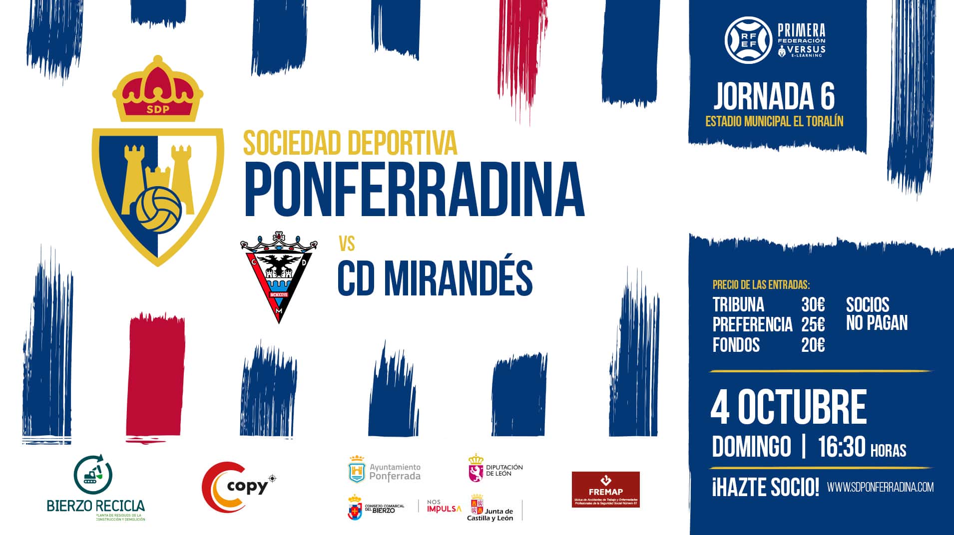 Partido de fútbol entre la SD Ponferradina y el CD Mirandés