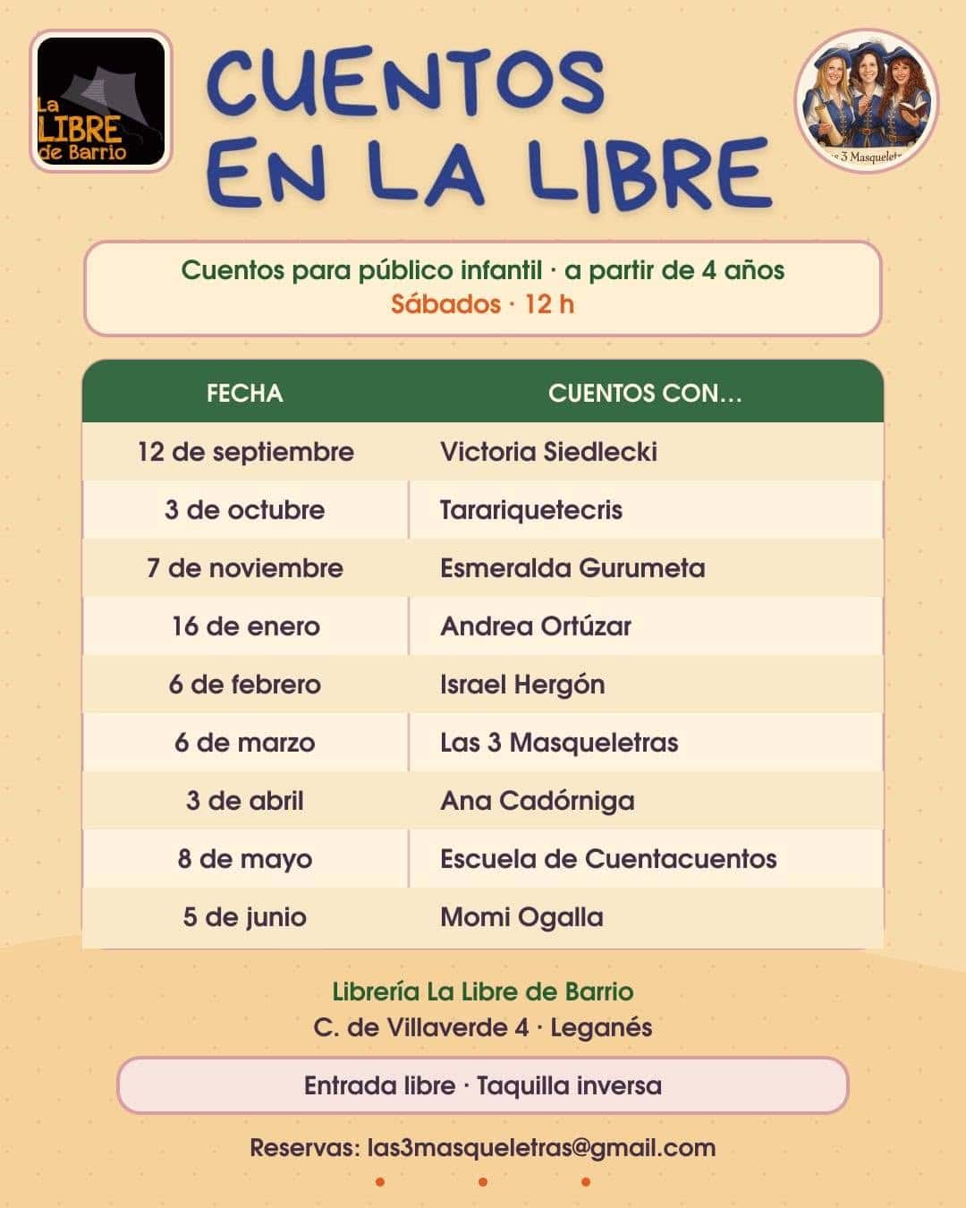Cuentos en La Libre 2026-2027: Tarariquetecis