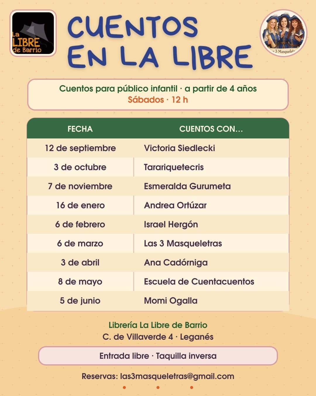 Cuentos en La Libre 2026-2027: Tarariquetecis