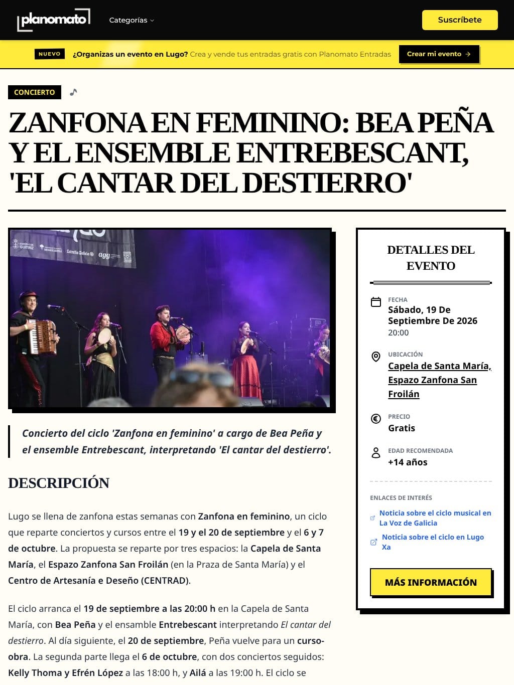Zanfona en feminino: Bea Peña y el ensemble Entrebescant, 'El cantar del destierro'
