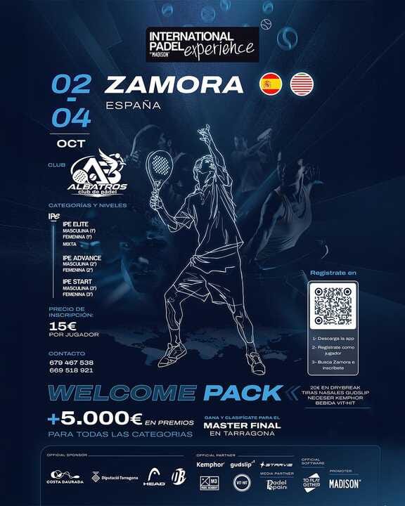 Pádel internacional en Zamora: torneo del 2 al 4 de octubre