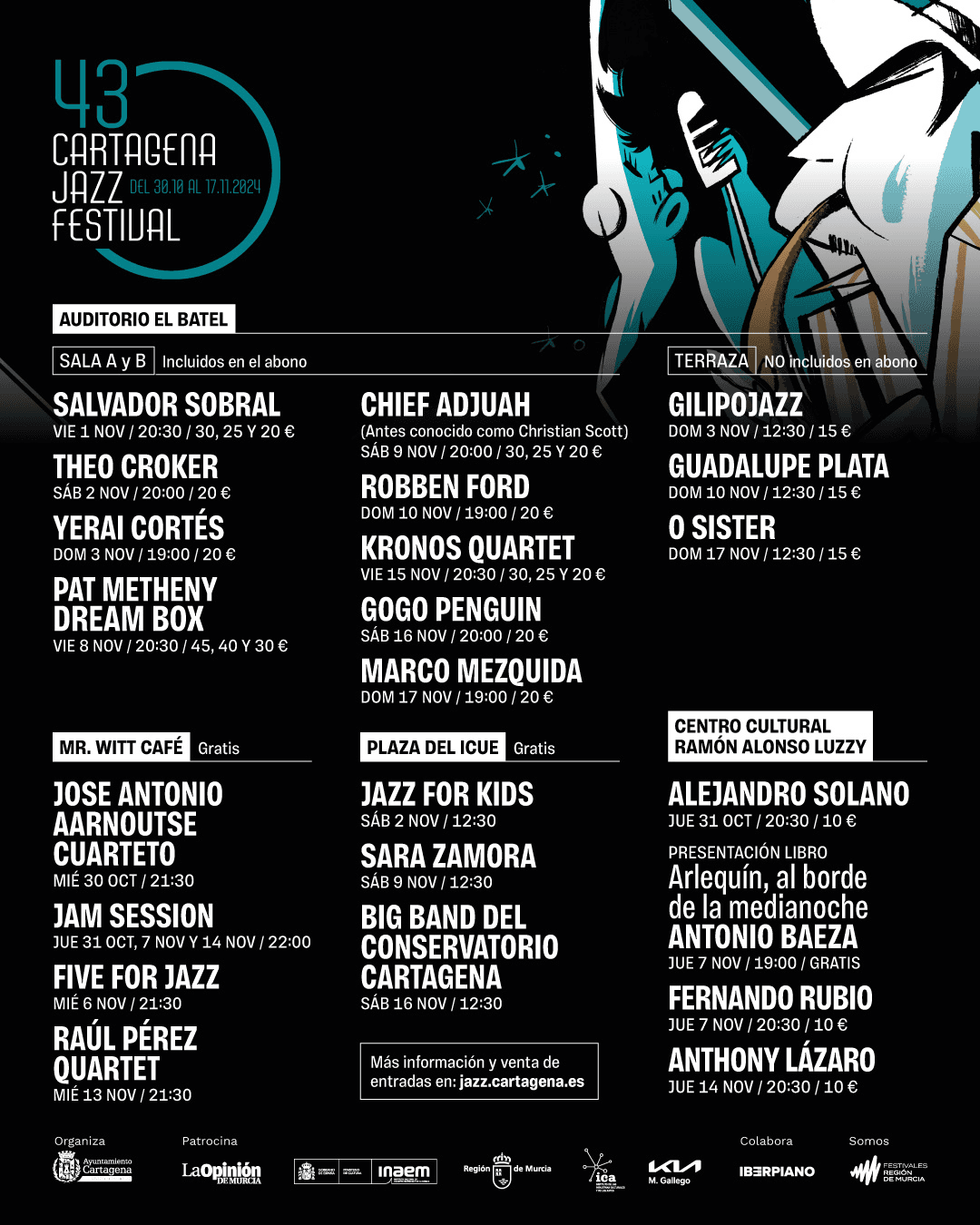 Cartagena Jazz Festival: cuatro conciertos en Mister Witt