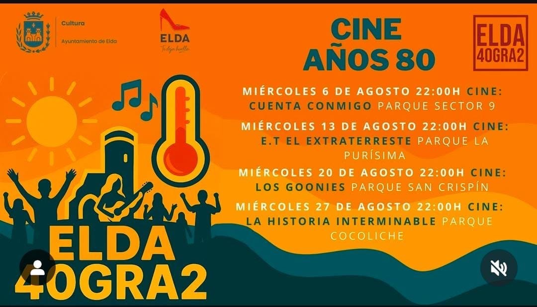 Cine de verano y humor al aire libre en Elda este julio