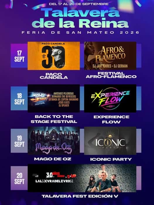 Ferias de San Mateo 2026: cartel y programa completo