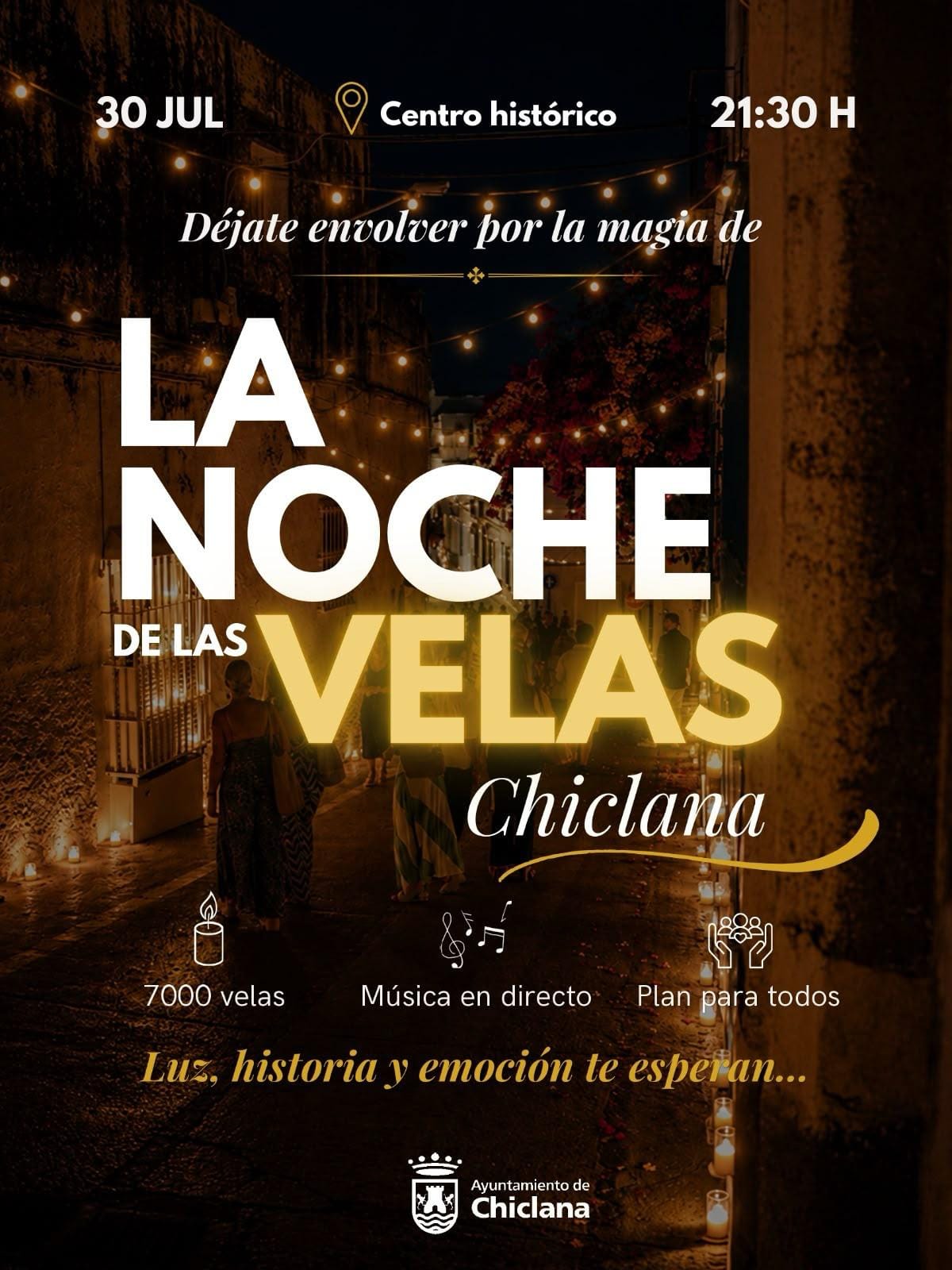 La Noche de las Velas ilumina el centro de Chiclana