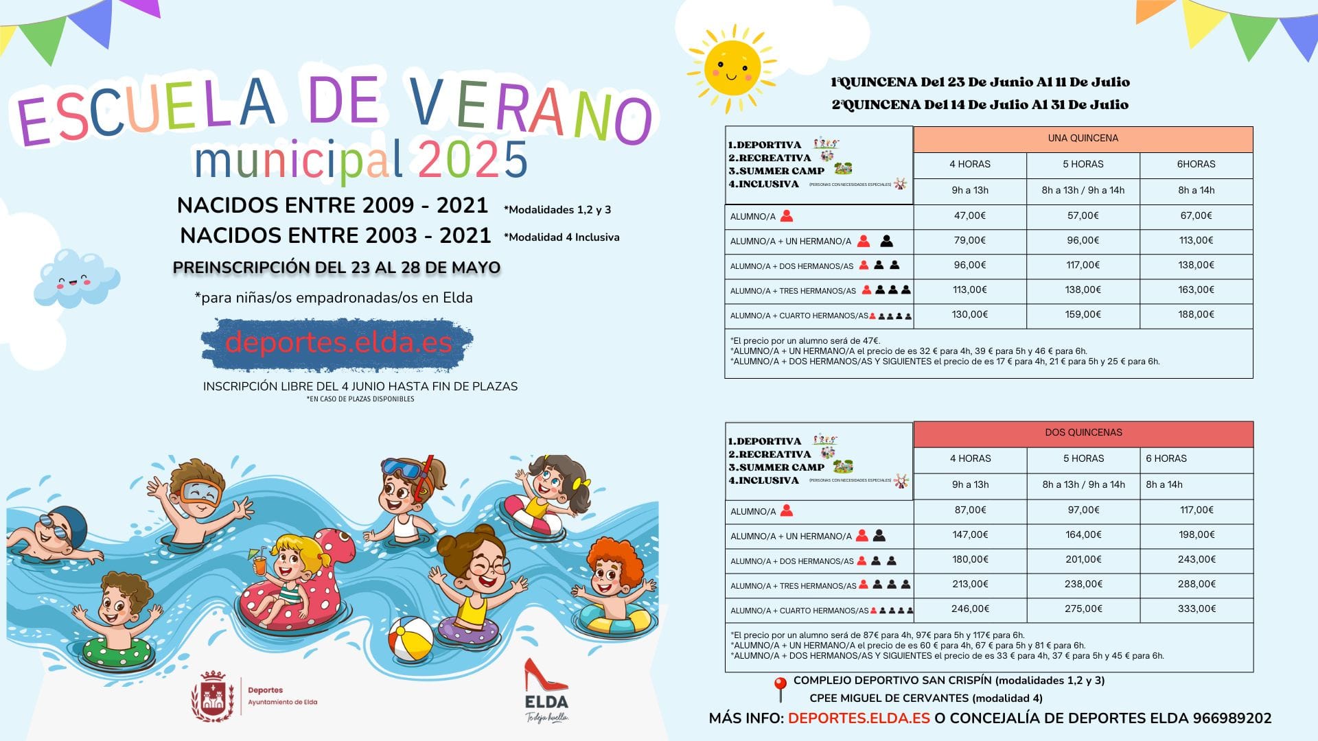 Arranca la Escuela de Verano de Elda con talleres y ocio