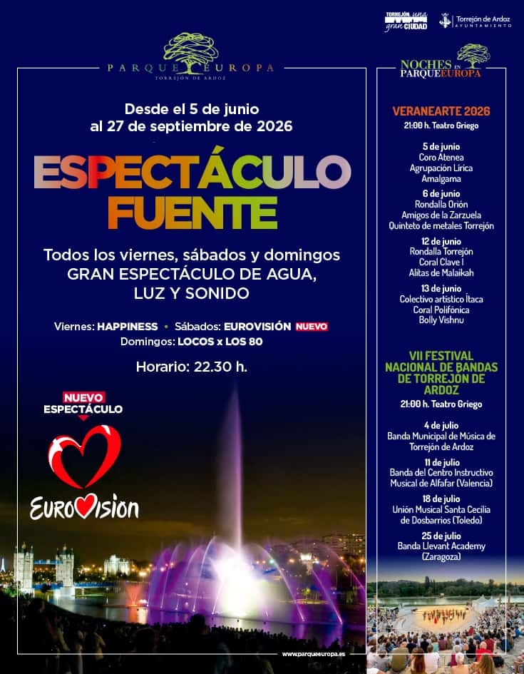 Eurovisión en la fuente del Parque Europa este sábado