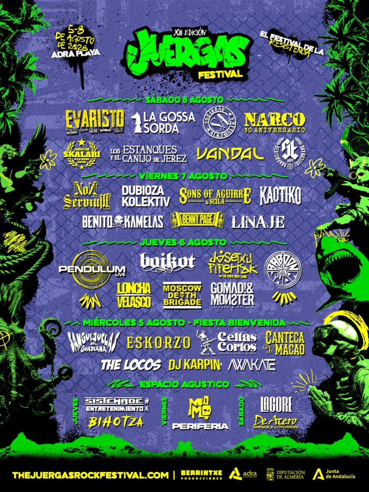 El Juerga's Rock vuelve a Adra del 5 al 8 de agosto