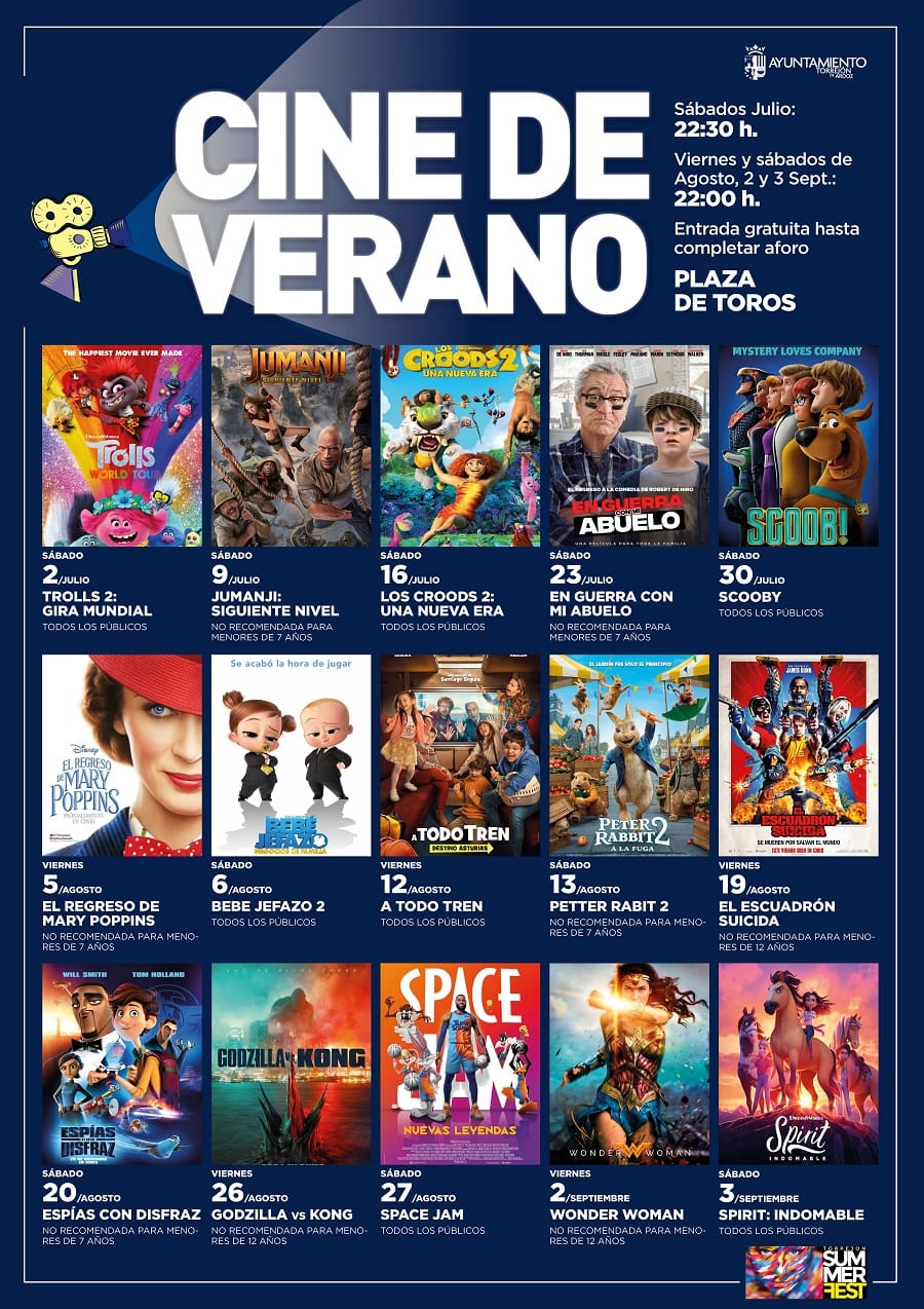 Cine de Verano de Torrejón: cartelera de agosto