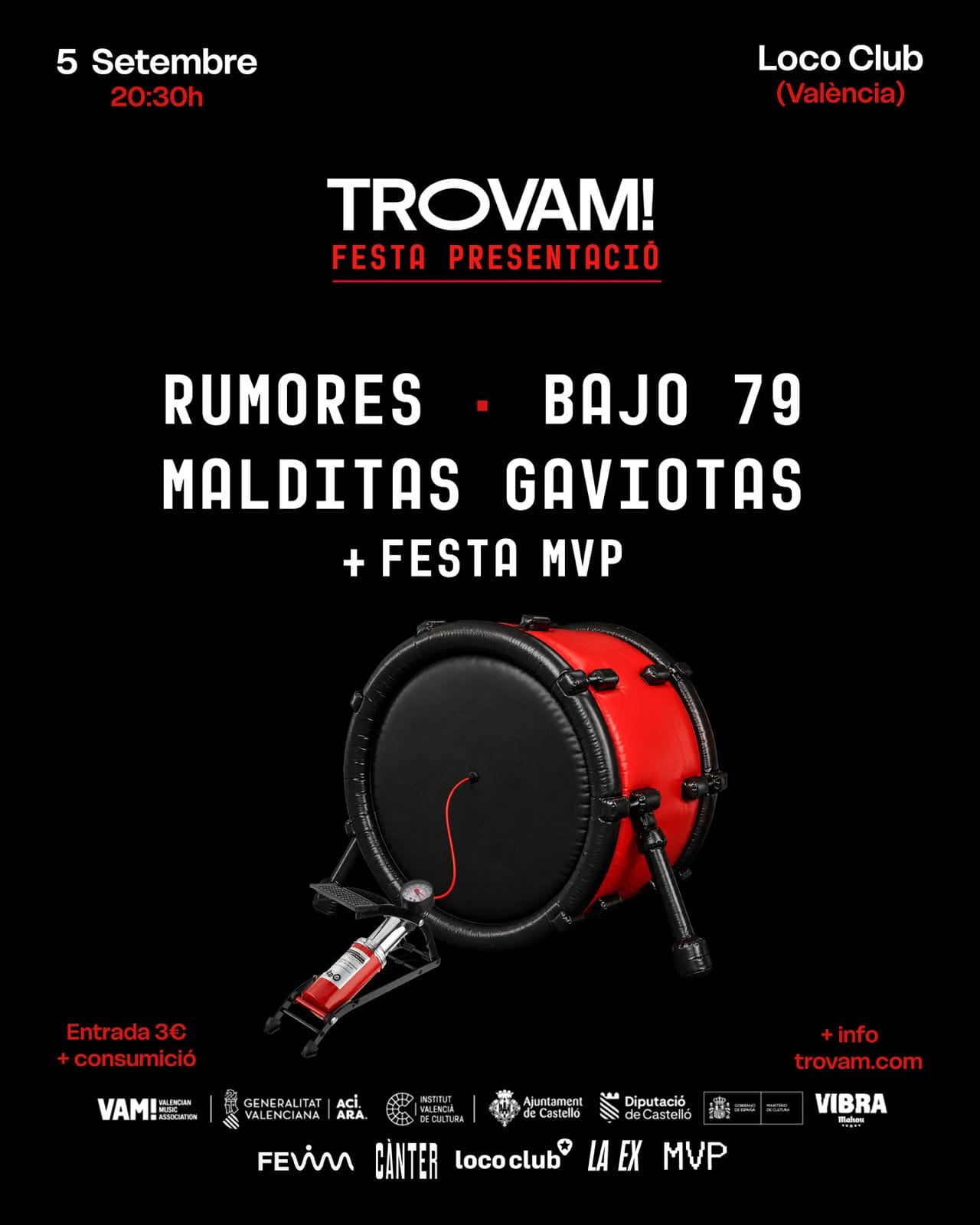 Festa de Presentació Fira Trovam 2026: Rumbos + Bajo 79 + Malditas Gaviotas + MVP