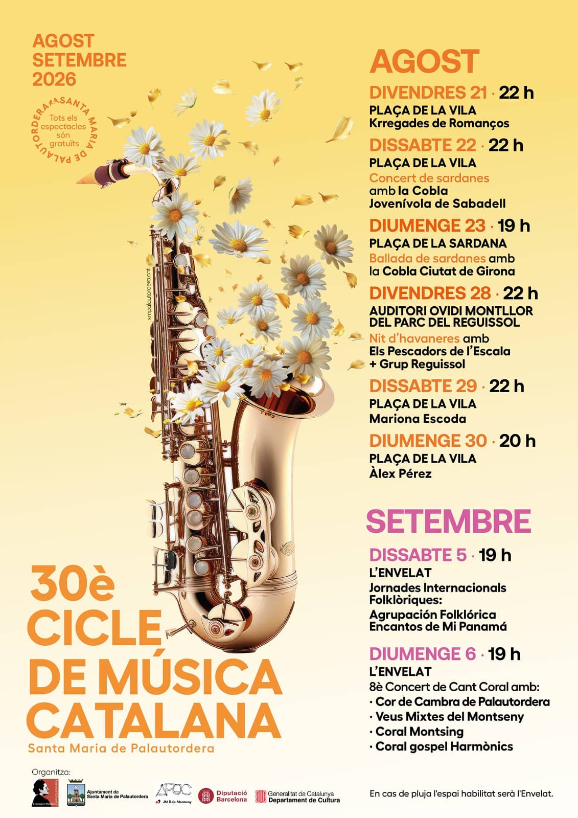 Cicle de Música Catalana: conciertos gratis al aire libre