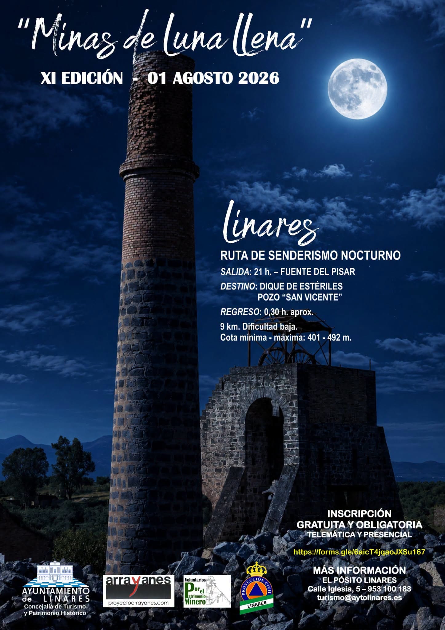 La XI Ruta de Senderismo Nocturno 'Minas de Luna llena'