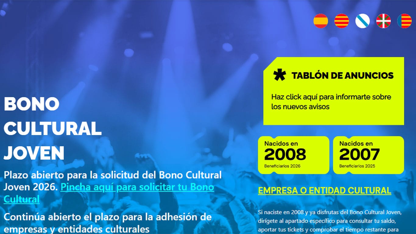Bono Cultural Joven 2026: 400 euros para cultura