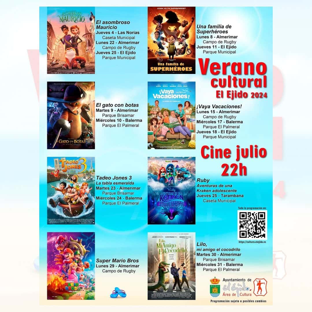 Cine de Verano gratuito en El Ejido: cartelera y sedes
