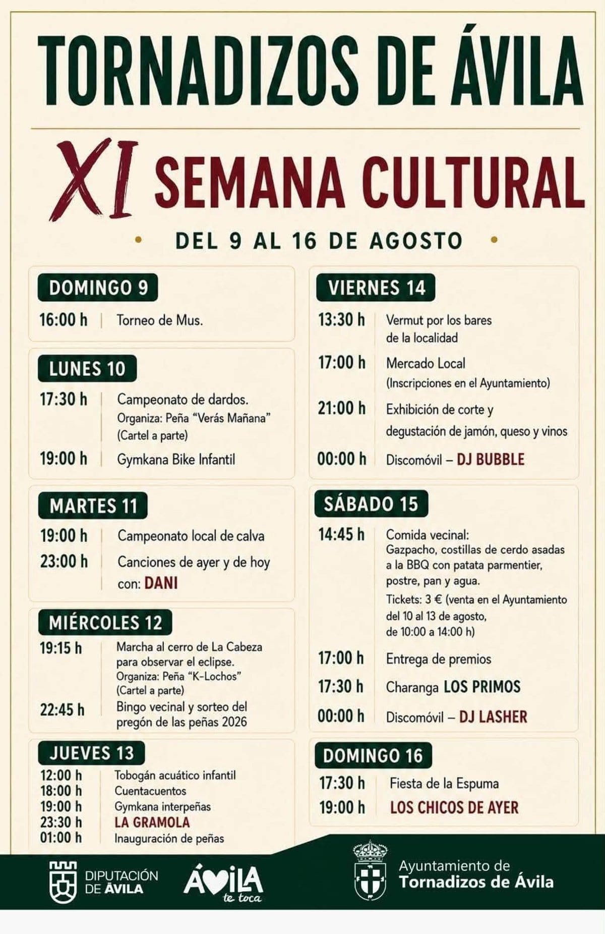 Semana Cultural de Tornadizos: más de 20 actividades