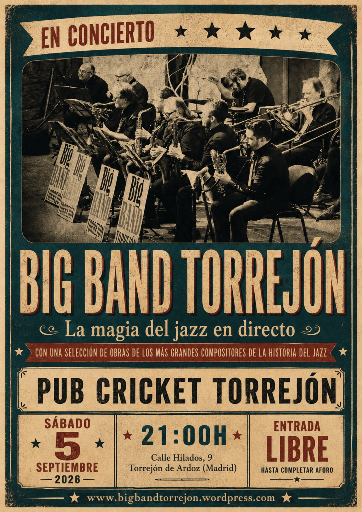La Big Band Torrejón toca en el Pub Cricket el 5 de septiembre
