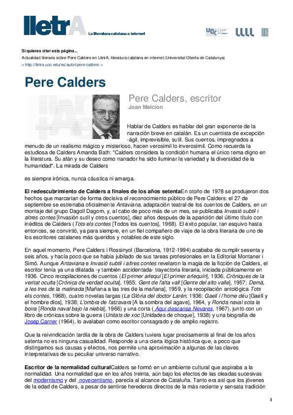 El meu clàssic: Pere Calders