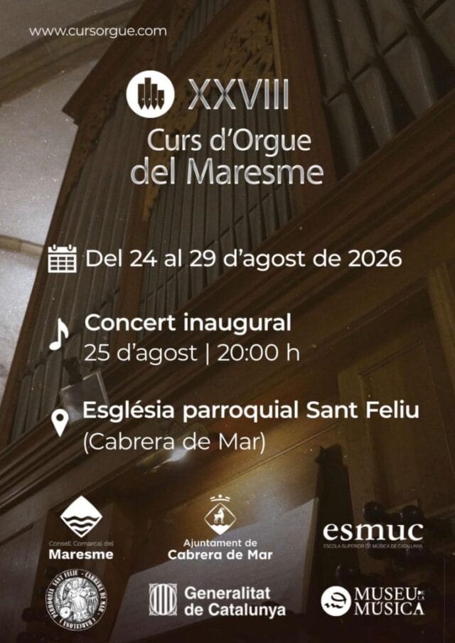 El Curso de Órgue del Maresme llega a su 28ª edición
