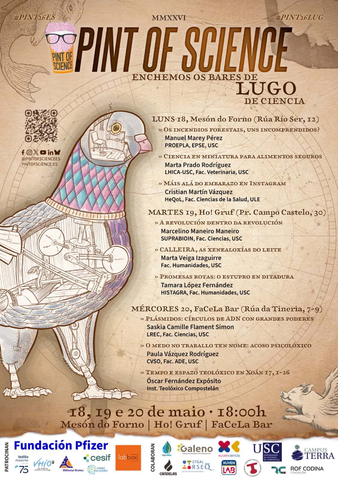 Ciencia y cañas: guía del Pint of Science 2026 en Lugo