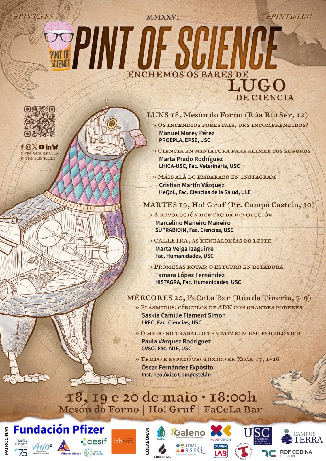 Ciencia y cañas: guía del Pint of Science 2026 en Lugo