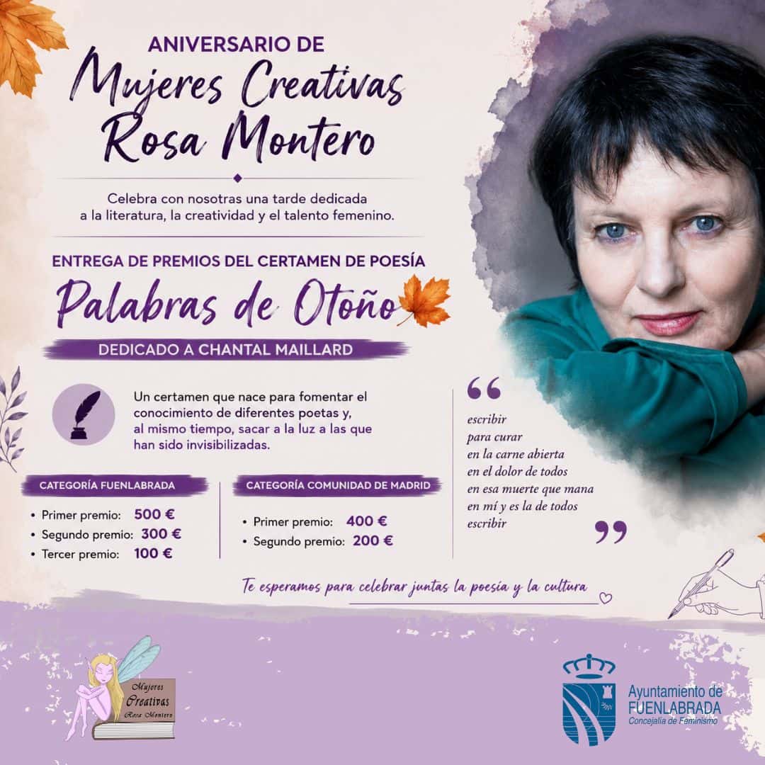 Aniversario de la Entidad Mujeres Creativas Rosa Montero y Entrega de Premios Certamen Palabras de Otoño