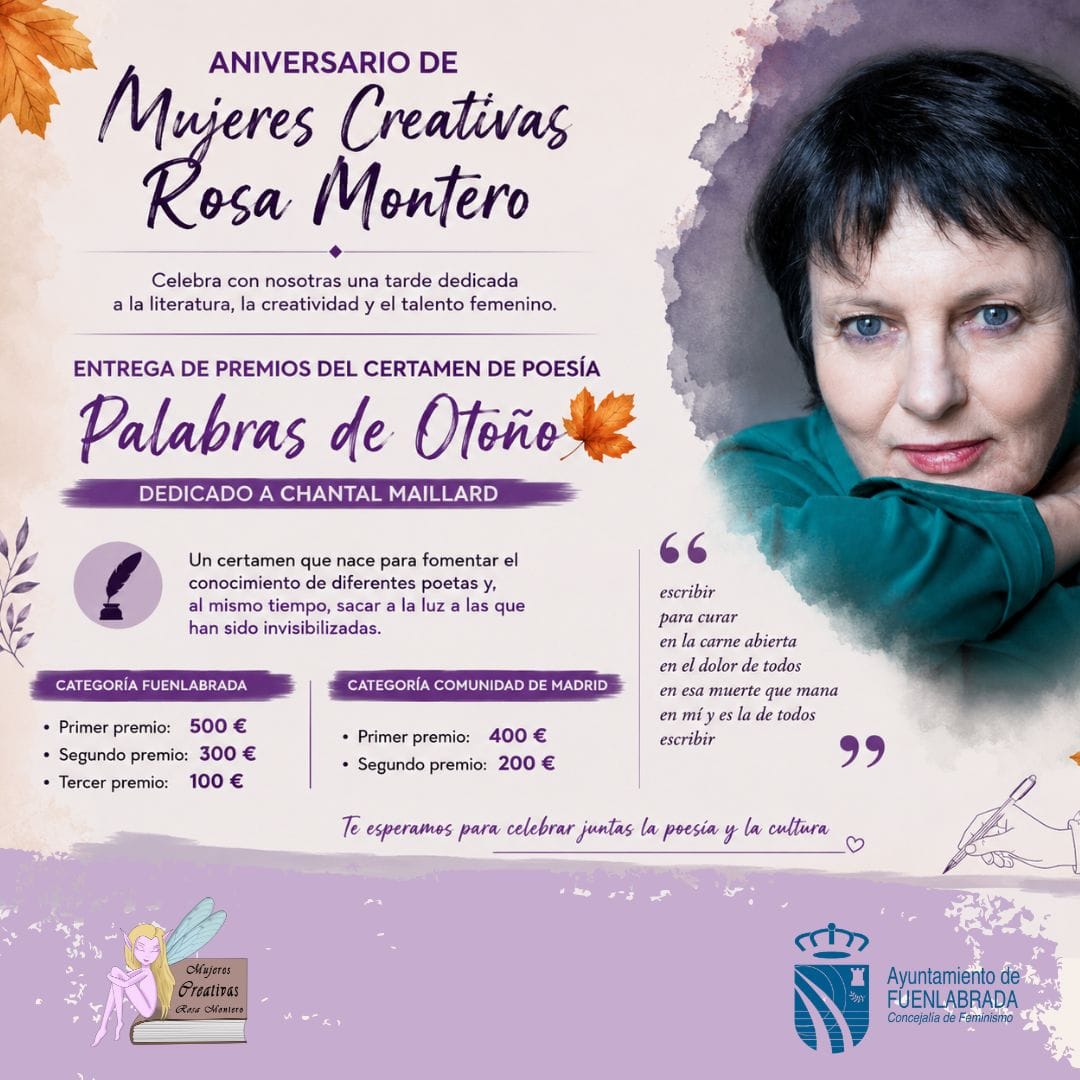 Aniversario de la Entidad Mujeres Creativas Rosa Montero y Entrega de Premios Certamen Palabras de Otoño