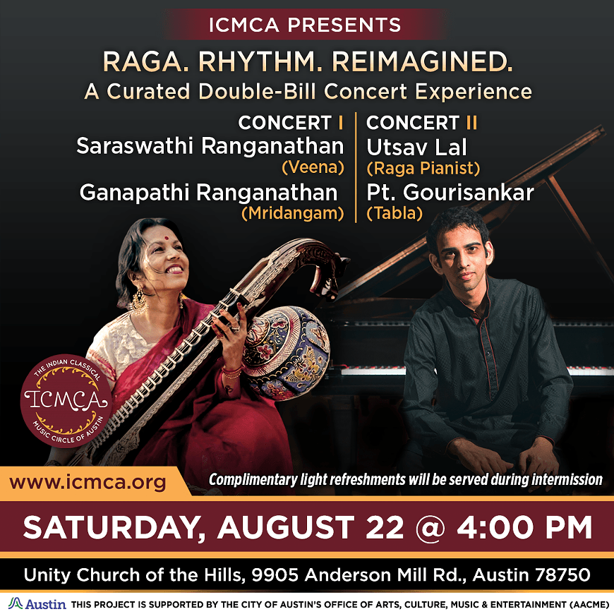 ICMCA presents Sara Ranganathan (Veena) & Utsav Lal (Piano)