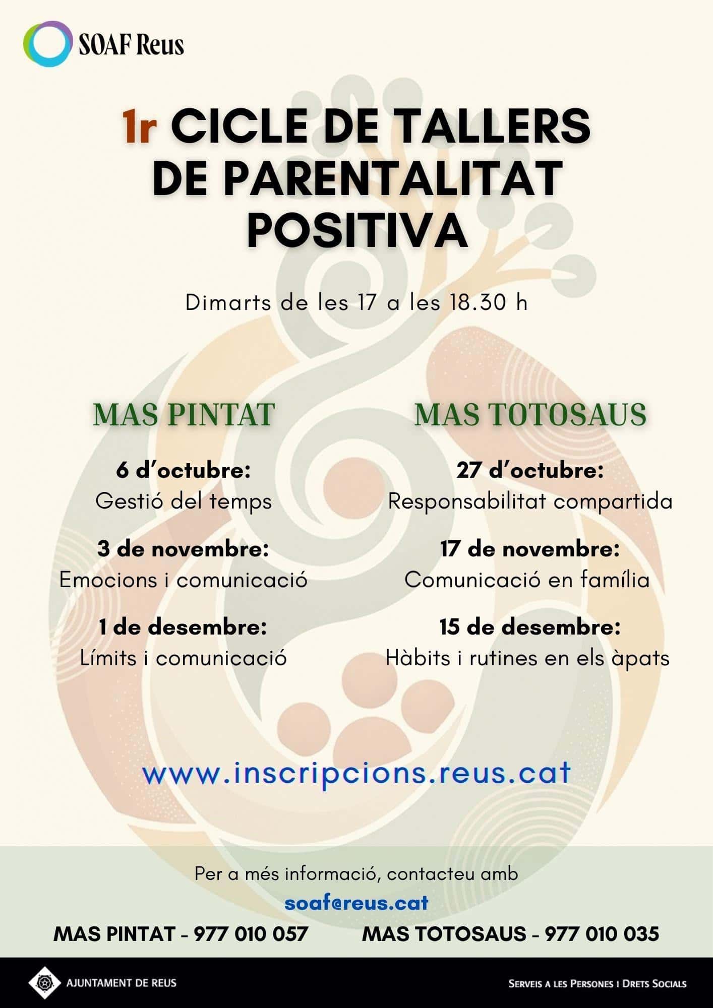 Gestió del temps, taller de parentalitat positiva