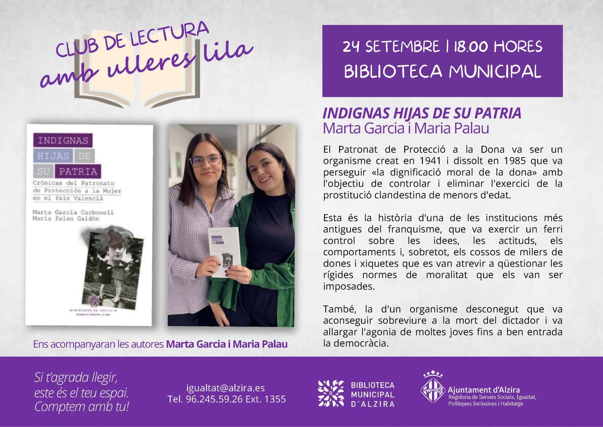 Club de Lectura amb ulleres lila: Presentación del libro 'Indignas hijas de su patria'