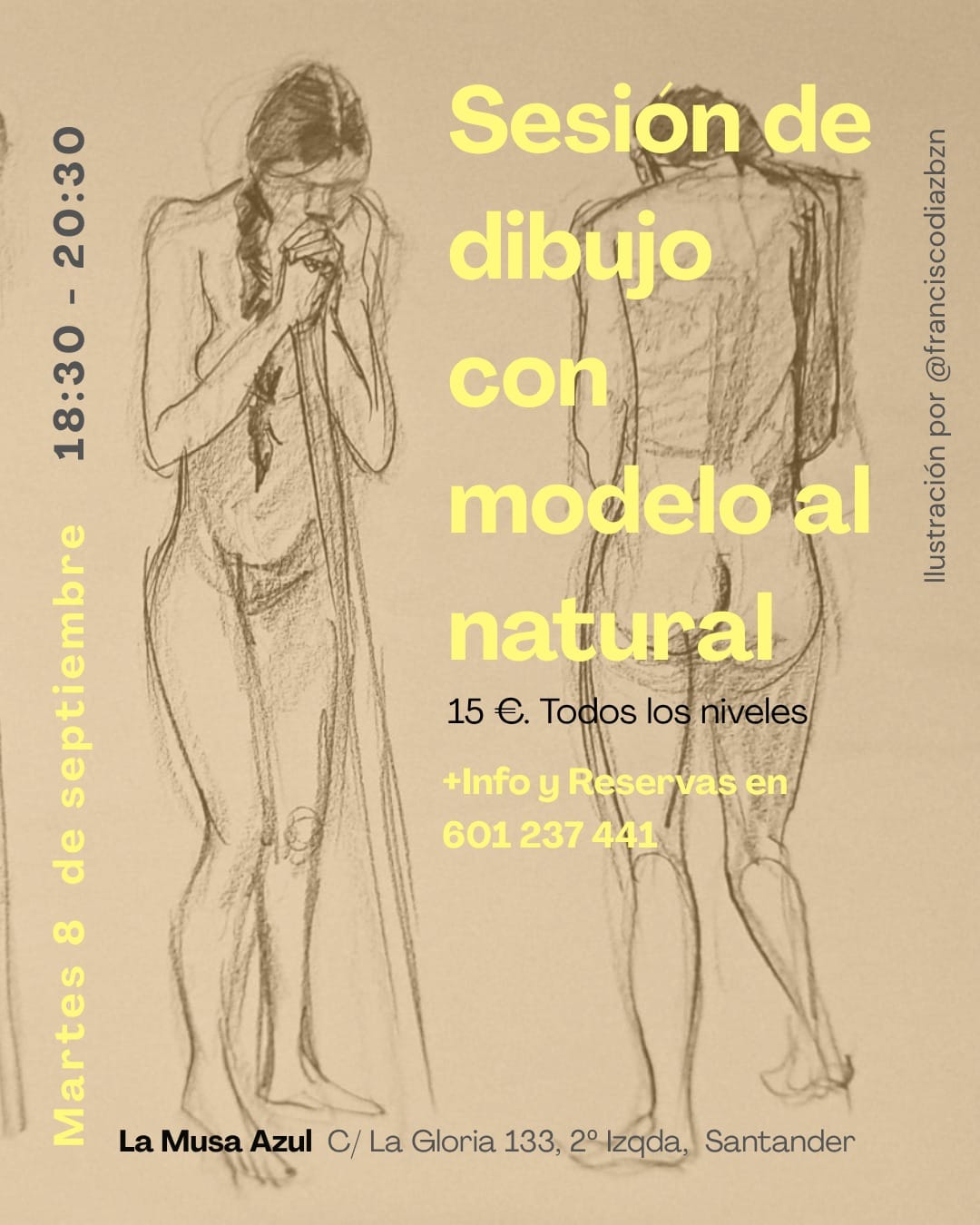 Sesión de dibujo con modelo al natural