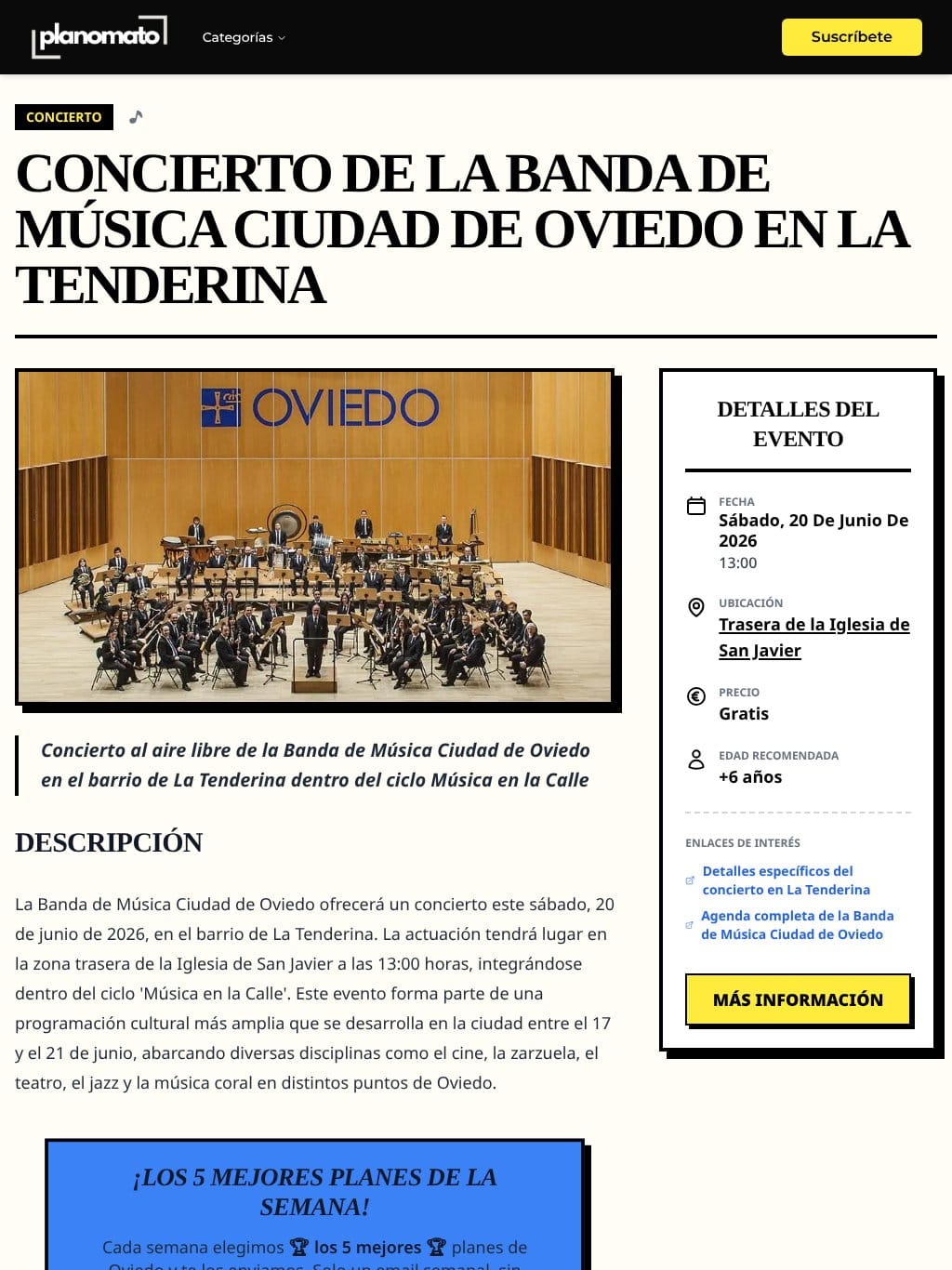 Concierto de la Banda de Música Ciudad de Oviedo en La Tenderina