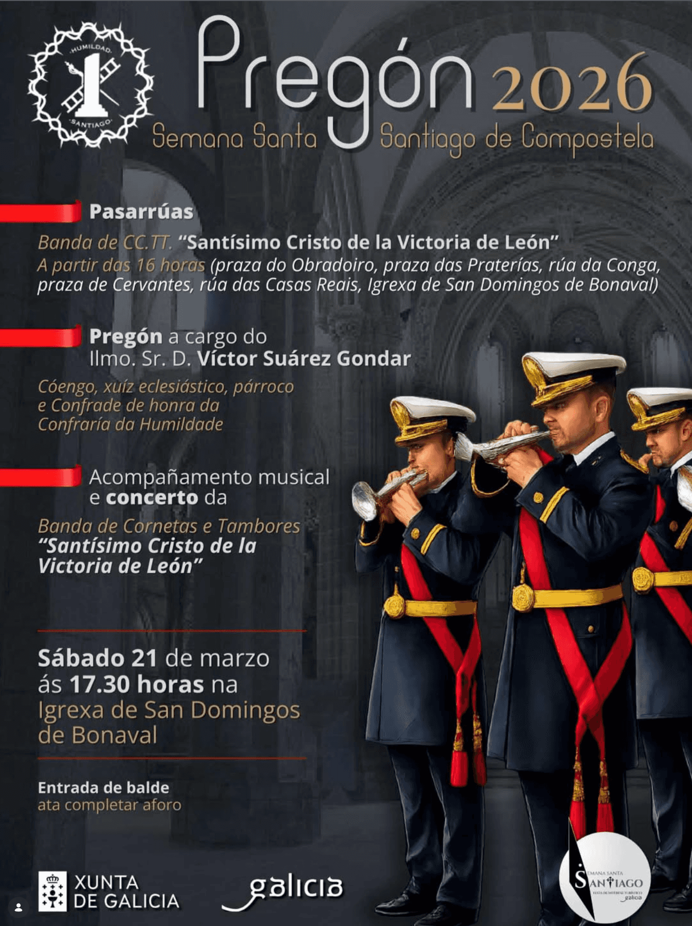 Pregón de Semana Santa y concierto de la Banda Santísimo Cristo de la Victoria de León
