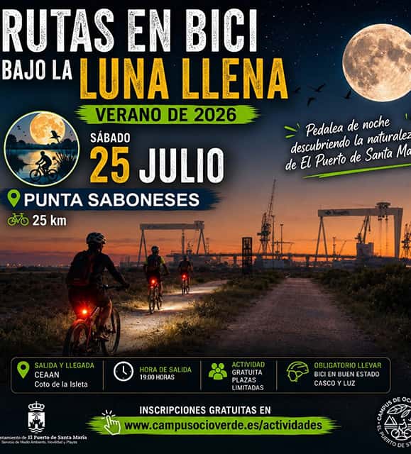 Rutas en Bici Guiadas bajo la Luna Llena. Punta Saboneses