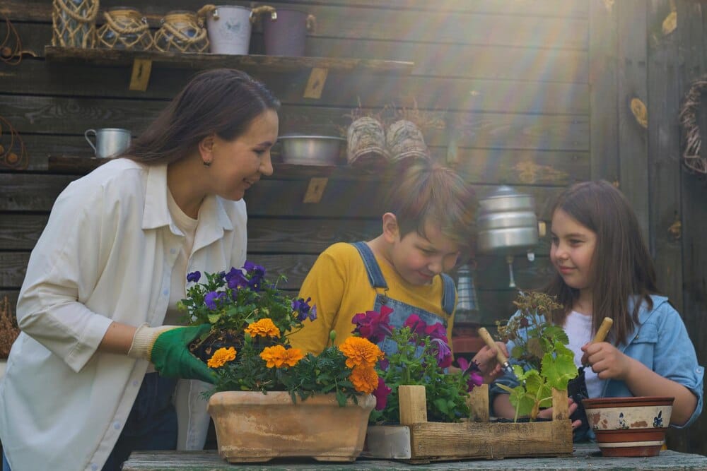 Horta e flores no balcón