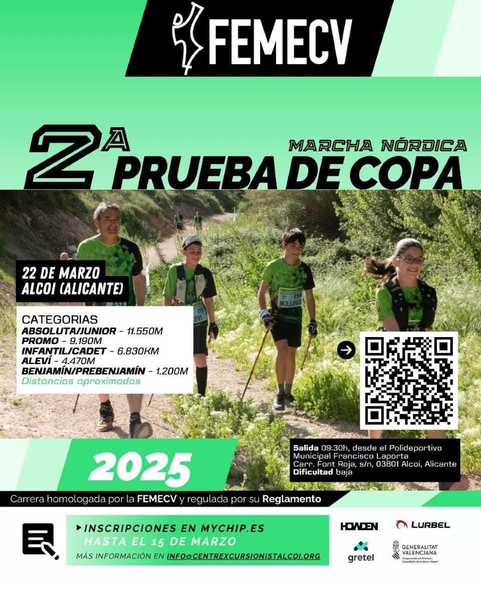 2ª Prueba de Copa de Marcha Nórdica, FEMECV 2025, Alcoi