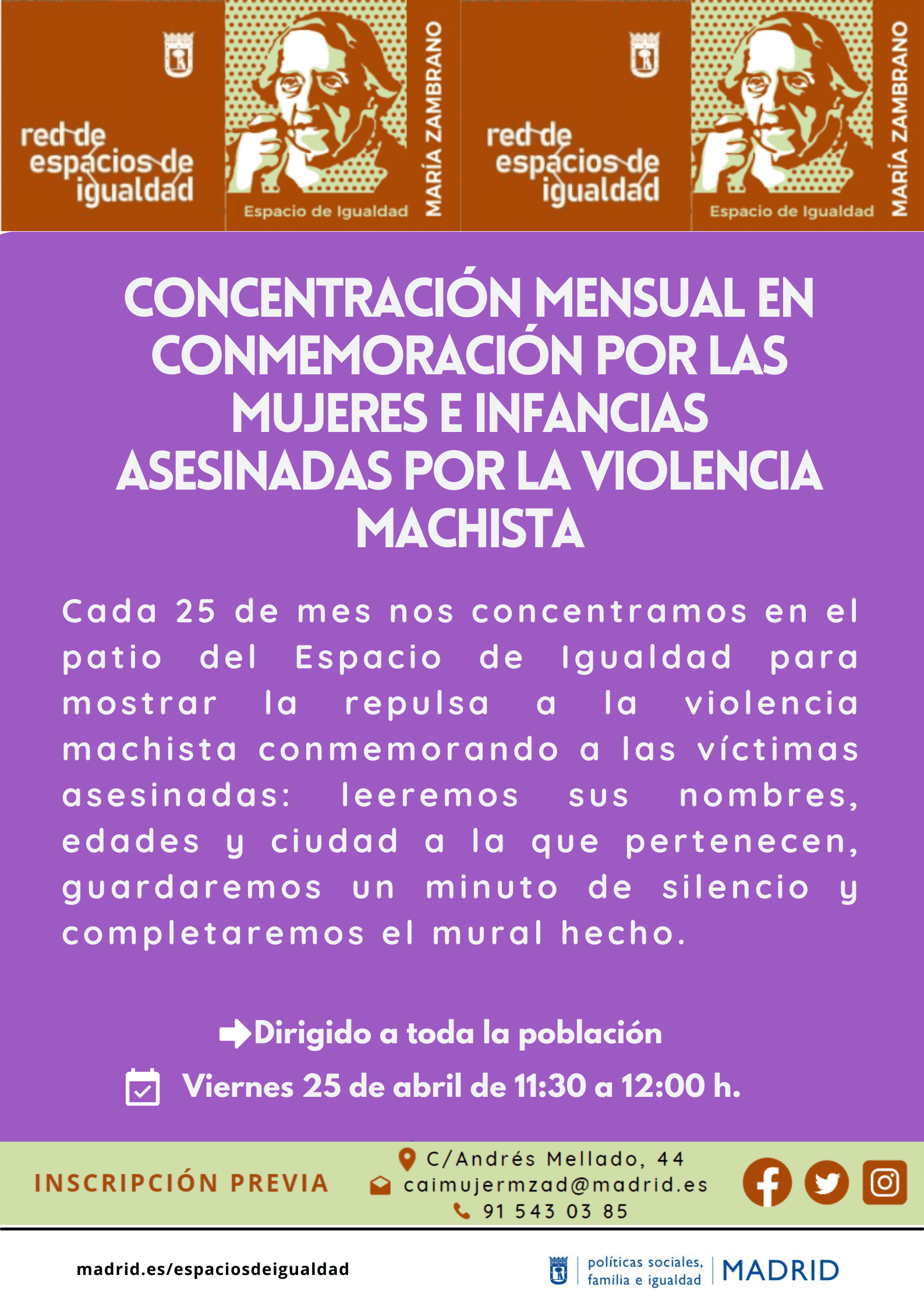 Concentración mensual en conmemoración por las víctimas mortales de violencia machista