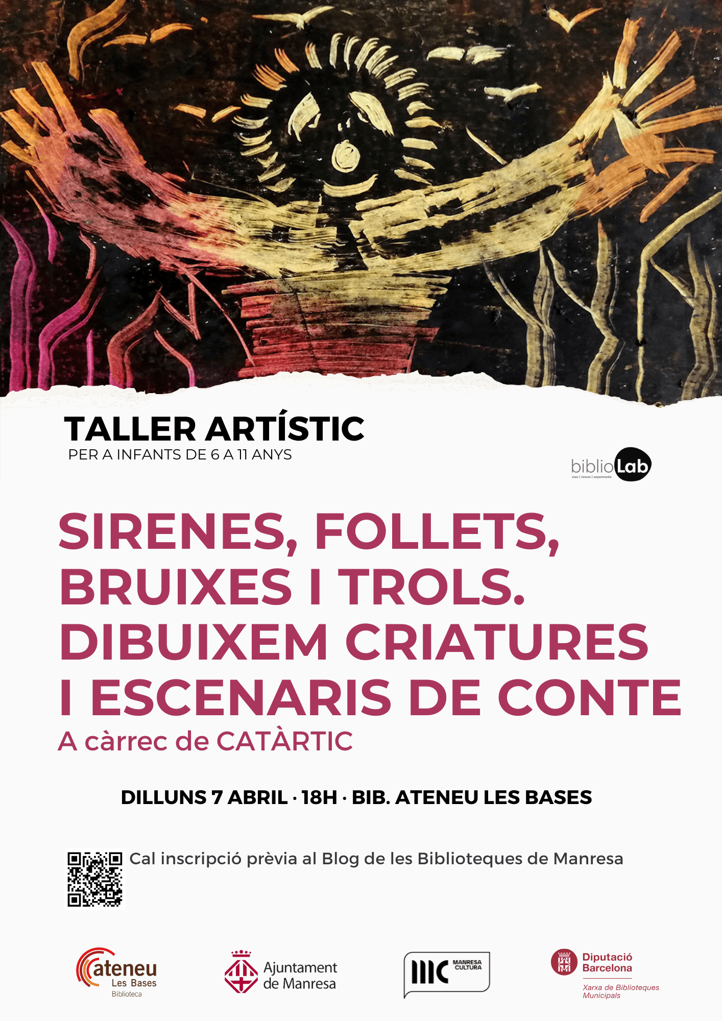 Taller artístic - Bibliolab : "Sirenes, follets, bruixes i trols. Dibuixem criatures i escenaris de conte"
